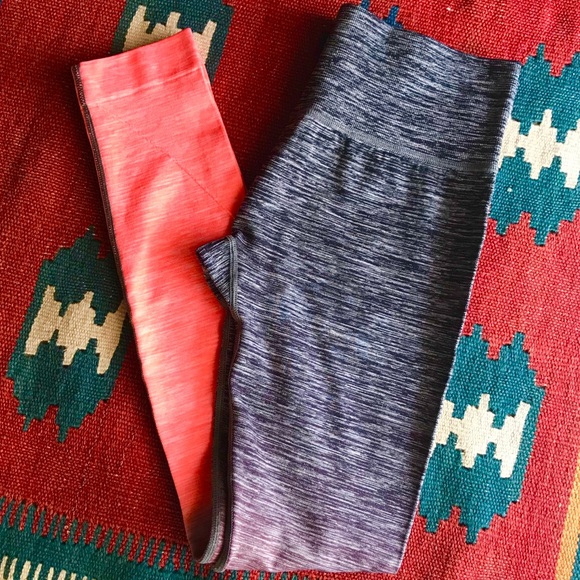 TD Collections Pants - Black and coral ombre sports leggings